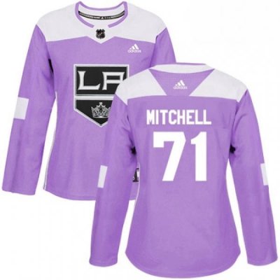 Womens Adidas Los Angeles Kings 71 Torrey Mitchell Authentic Purple Fights Cancer Practice NHL Jersey