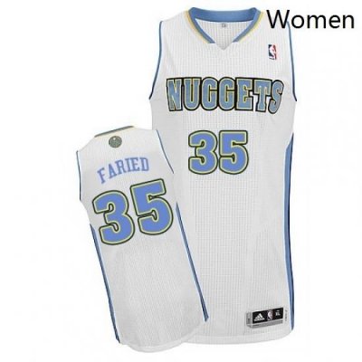 Womens Adidas Denver Nuggets 35 Kenneth Faried Authentic White Home NBA Jersey