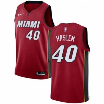 Youth Nike Miami Heat 40 Udonis Haslem Authentic Red NBA Jersey Statement Edition