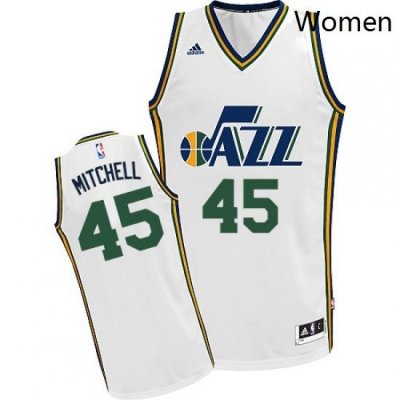 Womens Adidas Utah Jazz 45 Donovan Mitchell Swingman White Home NBA Jersey