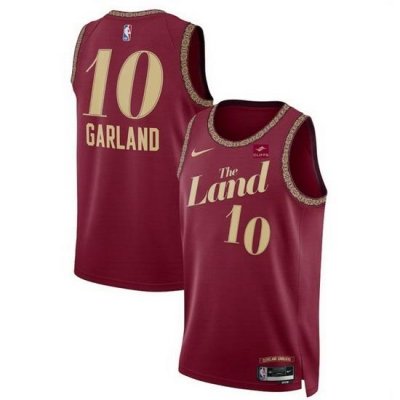 Men Cleveland Cavaliers 10 Darius Garland Wine 2023 24 City Edition Stitched Jersey