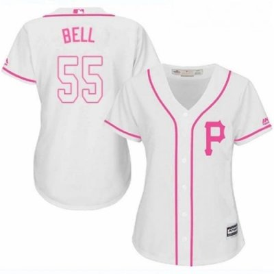 Womens Majestic Pittsburgh Pirates 55 Josh Bell Replica White Fashion Cool Base MLB Jersey