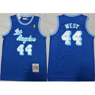 Men Los Angeles Lakers 44 Jerry West Blue Throwback Basketball Jersey