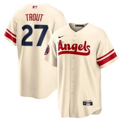 Youth Los Angeles Angels 27 Mike Trout 2022 Cream City Connect Stitched Jerseys