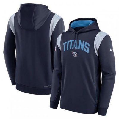 Men Tennessee Titans Navy Sideline Stack Performance Pullover Hoodie 002