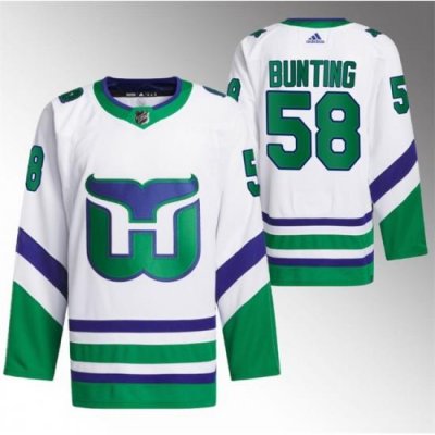 Men Carolina Hurricanes 58 Michael Bunting White Stitched Jersey