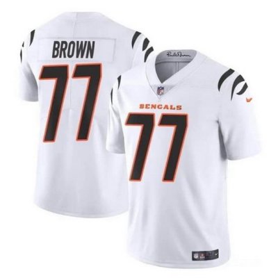 Men Cincinnati Bengals 77 Trent Brown White Vapor Untouchable Limited Stitched Jersey