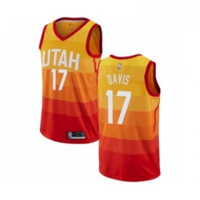 Youth Utah Jazz 17 Ed Davis Swingman Orange Basketball Jersey City Edition