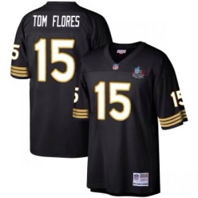 Men Oakland Raiders Tom Flores #15 Black Stitched Jersey