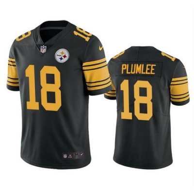 Men Pittsburgh Steelers 18 John Rhys Plumlee Black Color Rush Untouchable Limited Stitched Jersey