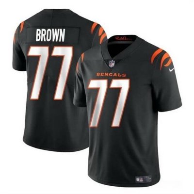 Men Cincinnati Bengals 77 Trent Brown Black Vapor Untouchable Limited Stitched Jersey