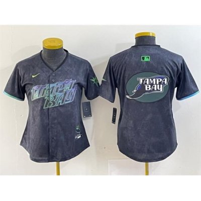 Women Tampa Bay Rays Team Big Logo Charcoal 2024 City Connect Limited Stitched Baseball Jersey