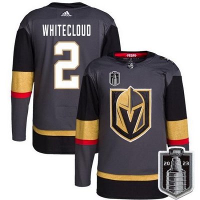 Men Vegas Golden Knights 2 Zach Whitecloud Gray 2023 Stanley Cup Final Stitched Jersey