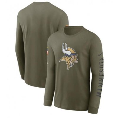 Men Minnesota Vikings Olive 2022 Salute To Service Long Sleeve T Shirt