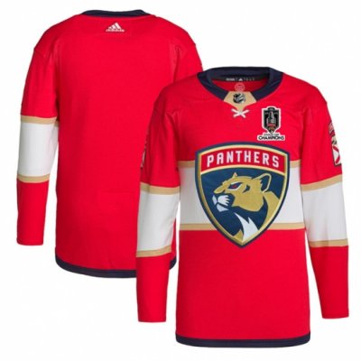 Men Florida Panthers Blank Red Home 2024 Stanley Cup Champions Stitched Jersey