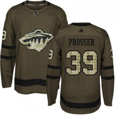 Youth Adidas Minnesota Wild 39 Nate Prosser Premier Green Salute to Service NHL Jersey