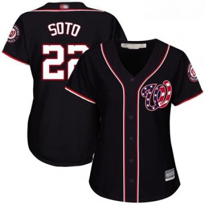 Nationals #22 Juan Soto Navy Blue Alternate Women Stitched Baseball Jersey