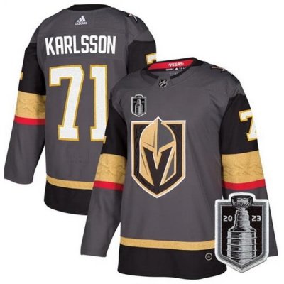 Men Vegas Golden Knights 71 William Karlsson Gray 2023 Stanley Cup Final Stitched Jersey