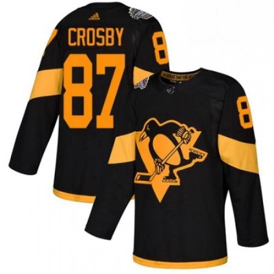 Womens Adidas Pittsburgh Penguins 87 Sidney Crosby Black Authentic 2019 Stadium Series Stitched NHL Jersey