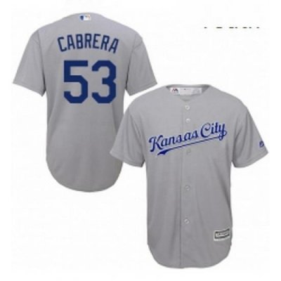 Youth Majestic Kansas City Royals 53 Melky Cabrera Authentic Grey Road Cool Base MLB Jersey