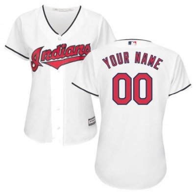 Men Women Youth All Size Cleveland Indians Majestic White Home Cool Base Custom Jersey