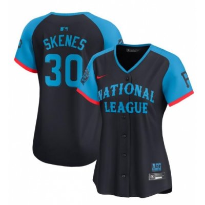 Women National League 30 Paul Skenes Navy 2024 All Star Limited Stitched Baseball Jersey