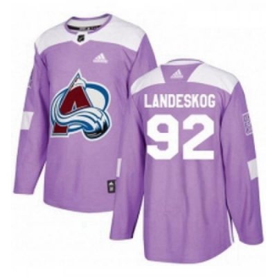 Youth Adidas Colorado Avalanche 92 Gabriel Landeskog Authentic Purple Fights Cancer Practice NHL Jersey