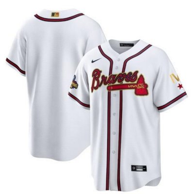 Youth Atlanta Braves Blank 2022 White Gold World Series Champions Program Cool Base Stitched Jersey