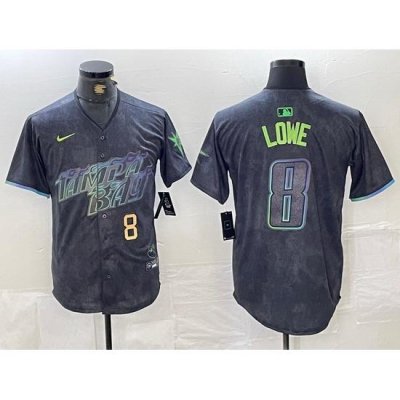 Men Tampa Bay Rays 8 Brandon LoWe Charcoal 2024 City Connect Limited Stitched jerseys 2