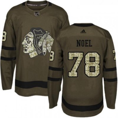 Youth Adidas Chicago Blackhawks 78 Nathan Noel Authentic Green Salute to Service NHL Jersey