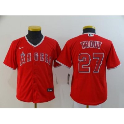 Youth Angels 27 Mike Trout Red Youth 2020 Nike Cool Base Jersey