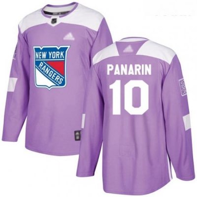 Rangers #10 Artemi Panarin Purple Authentic Fights Cancer Stitched Youth Hockey Jersey