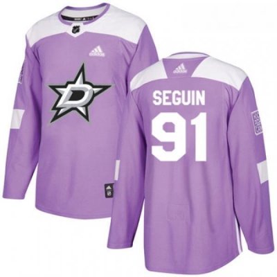 Youth Adidas Dallas Stars 91 Tyler Seguin Authentic Purple Fights Cancer Practice NHL Jersey