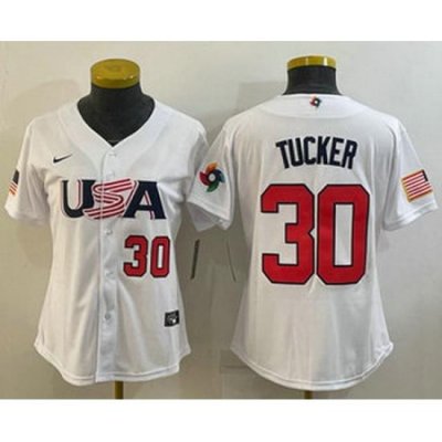 Women's USA Baseball #30 Kyle Tucker Number 2023 White World Classic Stitched Jerseys