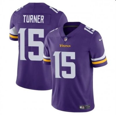 Youth Minnesota Vikings 15 Dallas Turner Purple 2024 Draft Vapor Untouchable Limited Stitched Jersey