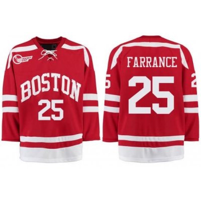 Boston University Terriers BU 25 David Farrance Red Stitched Hockey Jersey