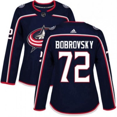 Womens Adidas Columbus Blue Jackets 72 Sergei Bobrovsky Authentic Navy Blue Home NHL Jersey