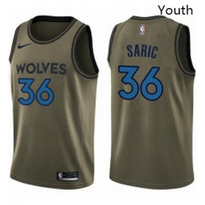 Youth Nike Minnesota Timberwolves 36 Dario Saric Swingman Green Salute to Service NBA Jersey