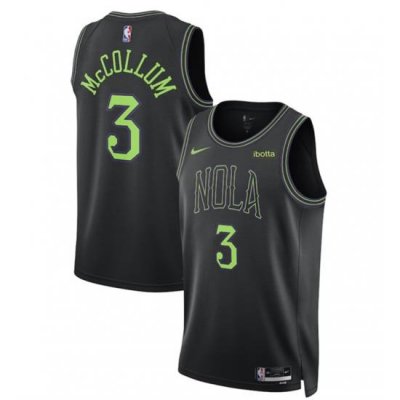 Men New Orleans Pelicans 3 C J  McCollum Black City Edition Stitched Basketball Jersey