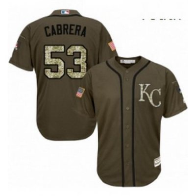 Youth Majestic Kansas City Royals 53 Melky Cabrera Authentic Green Salute to Service MLB Jersey