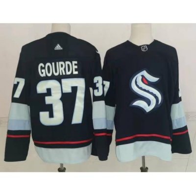 Men Seattle Kraken 37 Yanni Gourde Navy Blue Adidas Stitched NHL Jersey