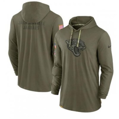 Men Jacksonville Jaguars 2022 Olive Salute To Service Tonal Pullover Hoodie