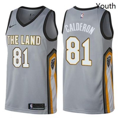 Youth Nike Cleveland Cavaliers 81 Jose Calderon Swingman Gray NBA Jersey City Edition