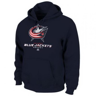 Men Columbus Blue Jackets Majestic Critical Victory VIII Fleece Hoodie Navy Blue