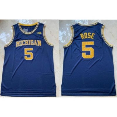 New Michigan Wolverines 5 Jalen Rose Blue Nike College Basketball Jersey