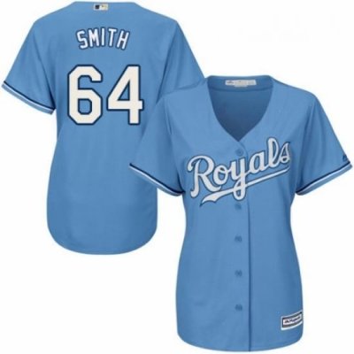 Womens Majestic Kansas City Royals 64 Burch Smith Replica Light Blue Alternate 1 Cool Base MLB Jersey