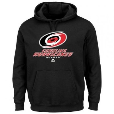 NHL Mens Carolina Hurricanes Majestic Critical Victory VIII Fleece Hoodie Black