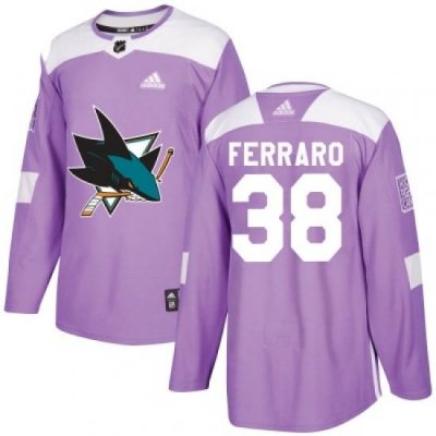 Men San Jose Sharks 38 Mario Ferraro Adidas Hockey Fights Cancer Authentic Purple Jersey