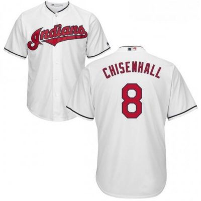 Youth Majestic Cleveland Indians 8 Lonnie Chisenhall Replica White Home Cool Base MLB Jersey