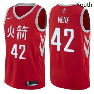 Youth Nike Houston Rockets 42 Nene Swingman Red NBA Jersey City Edition